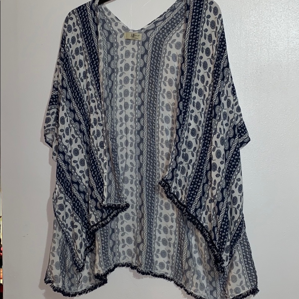 Blue and white cardigan